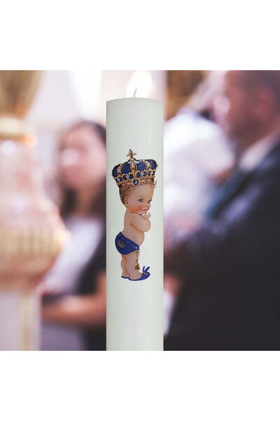SERVUS COLLECTION Baptism Candle Prince with blue 7 cm 40 cm