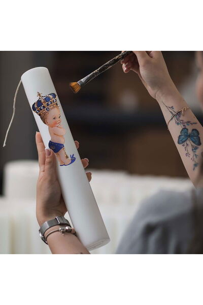 SERVUS COLLECTION Baptism Candle Prince with blue 7 cm 40 cm