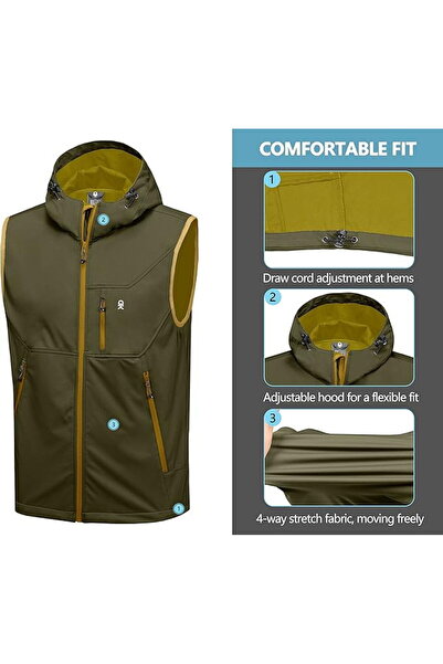 OEM Lightweight, breathable, waterproof vest with hood and pockets for outdoor activities XL
