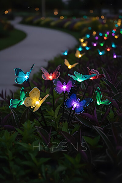 HYPENS 6 Led'li Renkli KELEBEK Güneş Enerjili Bahçe Aydınlatması Lamba Solar ...