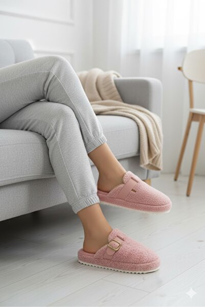 Noliva Γυναικείες χειμερινές βελούδινες παντόφλες με αγκράφα