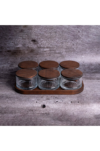 Kulvar Premium 6-Piece Paşabahçe Elysa Glass Breakfast & Snack Set with Wooden Lid Tray