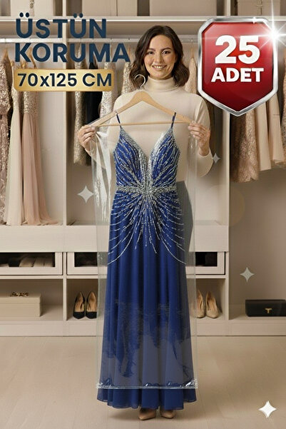 erfa plastik ambalaj 1984'den beri 70x125 cm 25 Adet Askılı Elbise Poşeti Şeffaf Naylon Kılıf Ceket Kazak Takım Koruma Poşeti