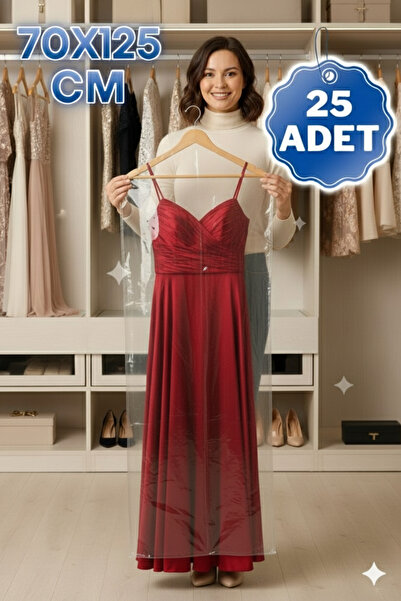 erfa plastik ambalaj 1984'den beri 70x125 cm 25 Adet Askılı Elbise Poşeti Şeffaf Naylon Kılıf Ceket Kazak Takım Koruma Poşeti