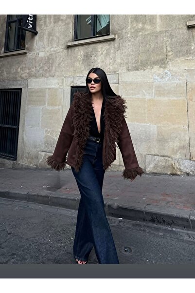 Luma Decor Kahverengi Yaka Detaylı Kadın Mont