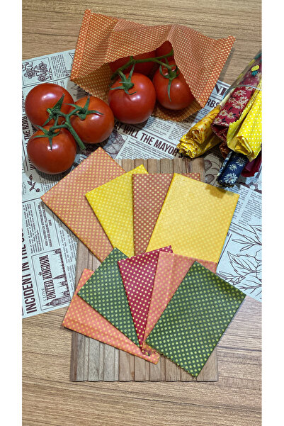 Home 9-Piece Daisy Patterned Fabric Reusable Natural Beeswax (Beeswax) Food Storage Cloth