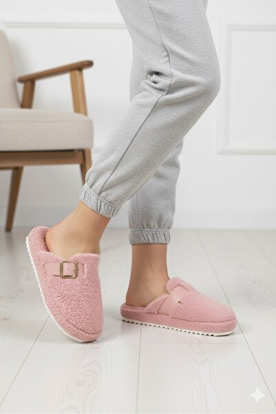 Noliva Γυναικείες χειμερινές βελούδινες παντόφλες με αγκράφα