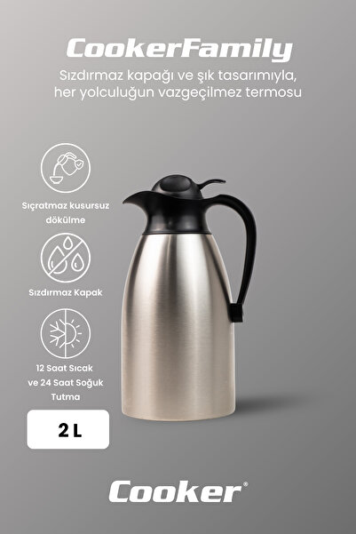 Cooker 2 Liter Double Layer Stainless Steel Thermos 12-24 Hours Cold, 8-12 Hours Keep Warm