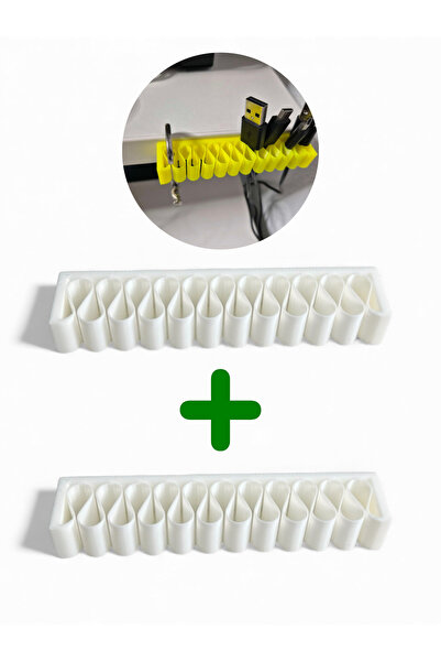 Bonolupo منظم كابلات لحافة الطاولة / حامل كابلات بسعة 11 كابلًا - مجموعة من قطعتين (أبيض)