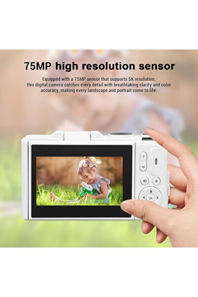 VALA VALA® 5K Ultra HD CCD digital camera, 75MPx, WiFi, 3.0 inch flip-up IPS screen, 18x zoom