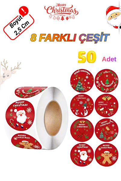 ERALLUX Yılbaşı Temalı Noel Sticker, Hediye Paketleme, Mühürleme, Süsleme, Ya...