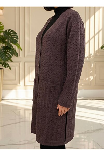 TEK Merserize Anne Uzun Hırka / Lila