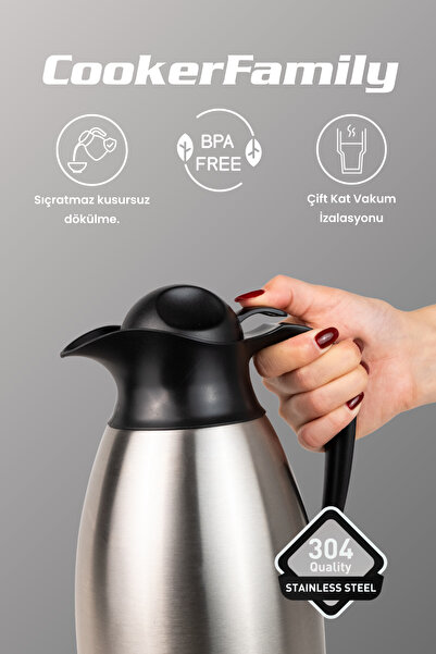 Cooker 2 Liter Double Layer Stainless Steel Thermos 12-24 Hours Cold, 8-12 Hours Keep Warm