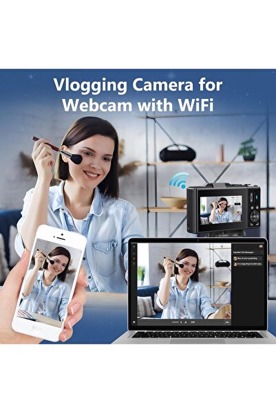 VALA VALA® 5K Ultra HD CCD digital camera, 75MPx, WiFi, 3.0 inch flip-up IPS screen, 18x zoom