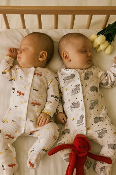 VANİLLİA Organic 100% Cotton Printed Piece Romper Set Newborn Set 0-3/3-6 Months