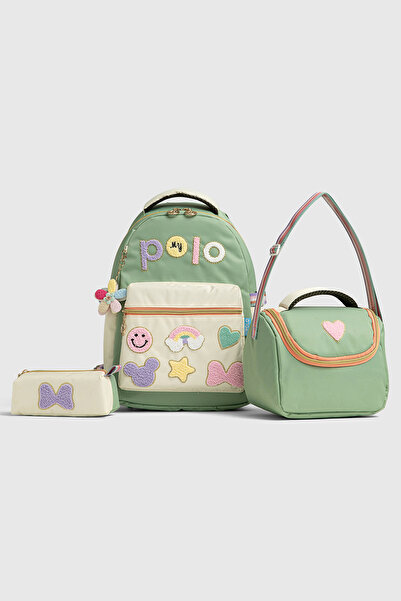 By Hakan My Polo 2055 Τριπλό Σετ Κοριτσίστικη Τσάντα Δημοτικού Σχολείου Γυμνασίου Σακίδιο πλάτης Σχολική τσάντα πολλαπλών διαμερισμάτων Ortho