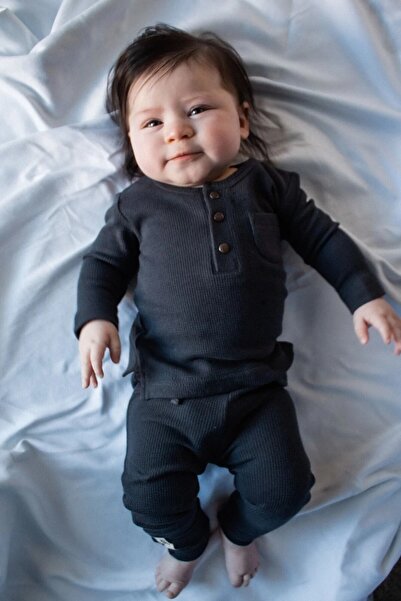 Lovedbaby Baby pajamas set, 2pcs, 100% hypoallergenic cotton – GOTS certified, Coal, 0-12 months