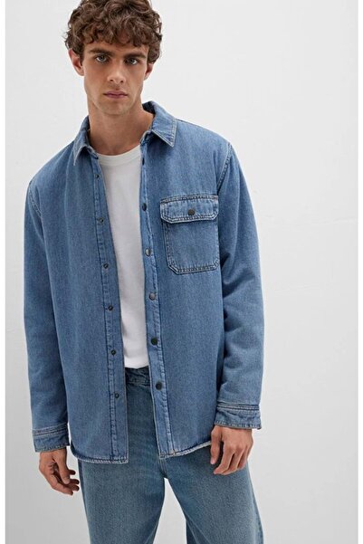 Mavi 0211186 Jeremy Classic Denim Faux Fur Indigo Blue Men's Denim Jacket Jeans