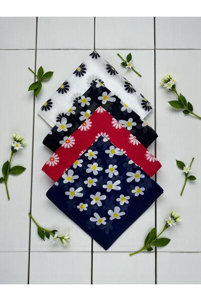 Fular Marketi 4 قطع باندانا قطنية 100% منقوشة جديدة باللون الأسود والأبيض وال...