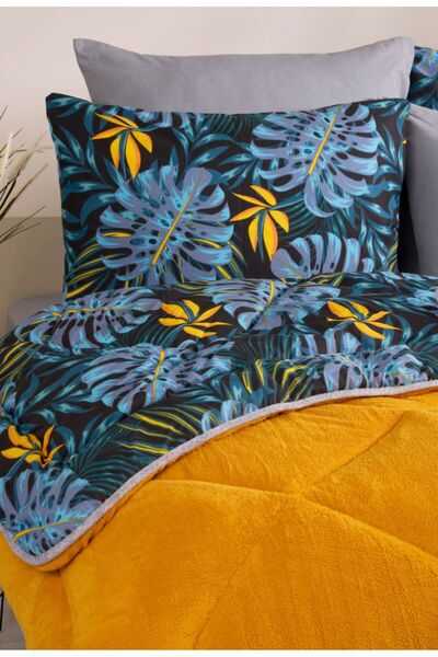 VİLERA HOME Pofuduk Welsoft Palm New Generation Double Size Bedding with Pillowcases