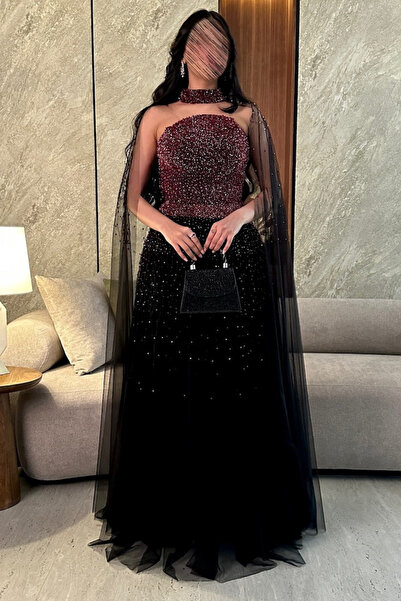 Liva Evening dress adorned with pearls