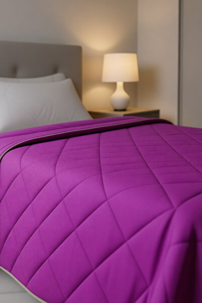 POLYCOTTON FIRÇALI TEK KİŞİLİK YORGAN FUŞYA - GÜL KURUSU (155x215)
