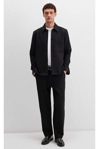 Mavi 0211677-900 Men's Shirt with Pocket Detail Black