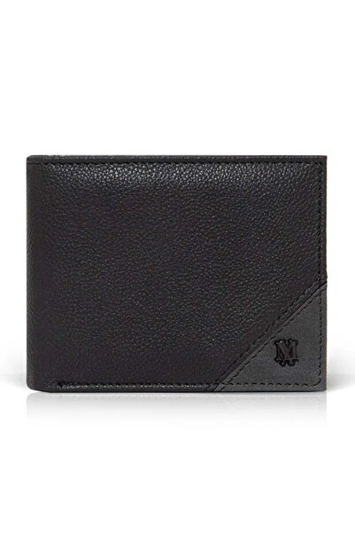 Mavi Mühür Logo Faux Leather Wallet Sports Wallet Black