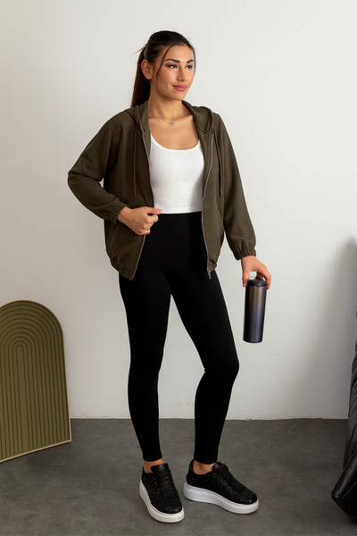 Mogi Butik Premium Modal Fabric Full Zipper Women's Cardigan 3136