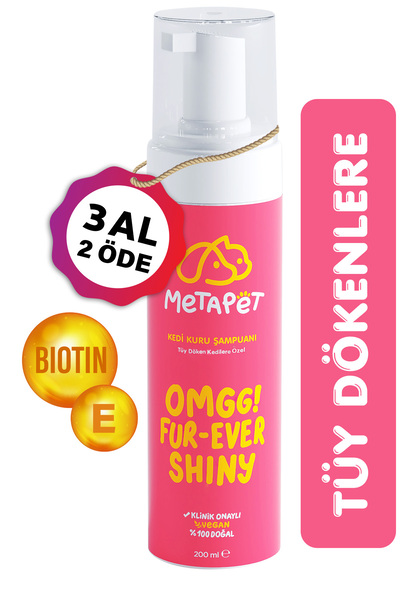 Metapet Tüy Döken Kedilere Özel Kuru Bakım Şampuanı, E Vitamini Ve Doğal Yağlar, Döküm Önleyici