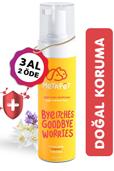 Metapet Kediler için Kuru Köpük Şampuanı, (Bit Pire Parazit Kene Damlası Tarağı Tasması Ile Kullanılabilir)