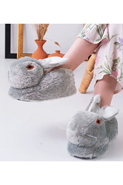 KonforA Animal Slippers Home Slippers Gray Rabbit Unisex (Women - Men)