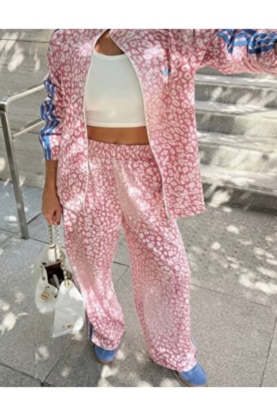 LUMİ Kadın Pembe Desenli Eşofman Takımı | Sportif Şık Model