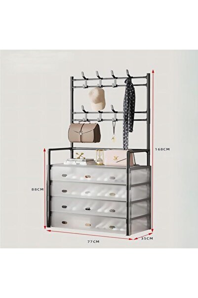 Miskat Trading 5-Layer Hall Tree with Metal Clothes Rail and Shoe Rack