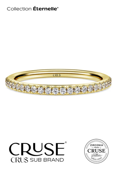 Cruse 925 Ayar Gümüş Yarımtur Yüzük 14K Altın Kaplama Işıklı Kutu