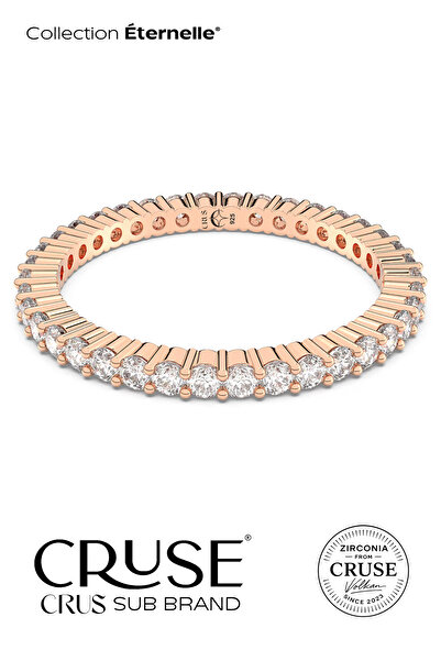 Cruse 925 Ayar Gümüş Taşlı Tamtur Yüzük 18 Ayar Rose Altın Kaplama Işıklı Kutu
