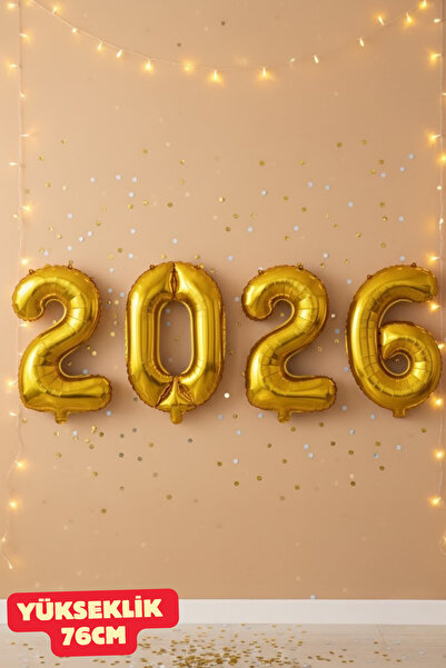 Baloncu Dede 2026 Gold Folyo Balon Yeni Yıl Folyo Balon Helyum Uyumlu Hava Uy...