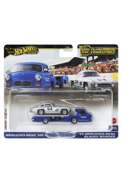 HOT WHEELS MERCEDES-BENZ 55 BLUE WONDER TRANSPORTER ΜΕ MERCEDES-BENZ 300 SL Κ...