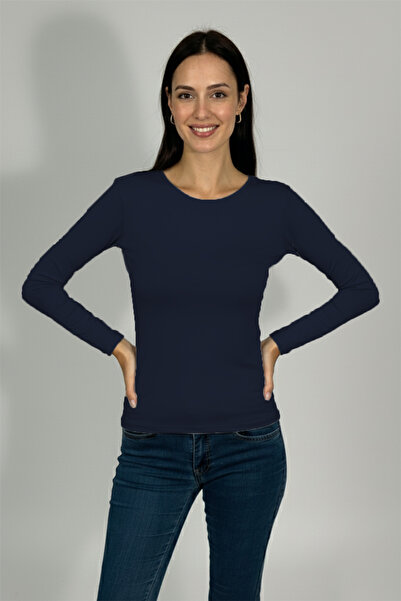 Betimoda Body de damă cu mânecă lungă cu decolteu rotund bleumarin 1 bucată