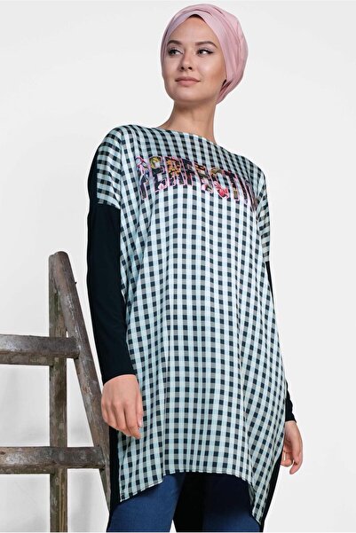 Alvina 4059 نموذج تونيك مربع مطبوع بالنص