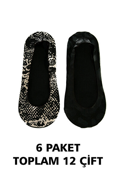 Sebatingo Kadın Siyah Suba Babet Çorap Lazer Kesim Kaydırmaz Babet Çorabı 2'l...