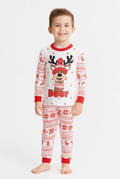 Süpermini Unisex Deer Patterned Ethnic Pajama Set