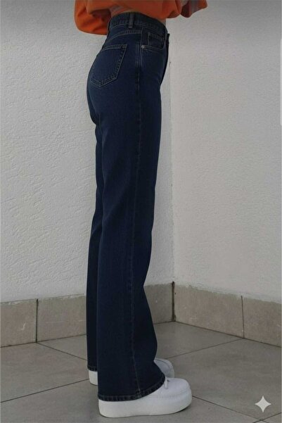 Livik Viktoria Salaş material elastic 90's Blue Ice Snow Super talie înaltă Pantaloni casual din denim pantaloni palazzo