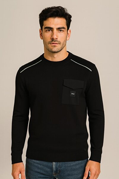 NCS Men's Knitwear Crew Neck Pocket Detailed Black 3753