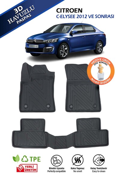 Pikas Havuzlu 4d Siyah Paspas Takımı,Citroen C-Elysee 2012 Ve Sonrası 4d Havu...