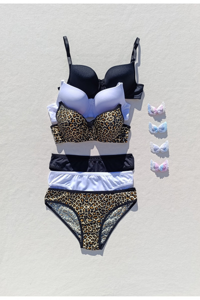 siyalife طقم ملابس داخلية مكون من 3 قطع من حمالة الصدر المبطنة بدون حشوة وسروال داخلي (مجوف)