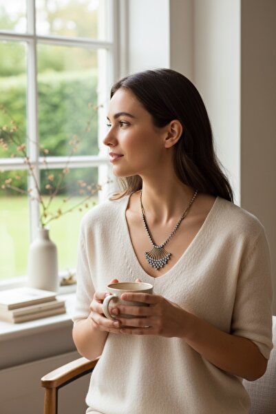 FAYRA ACCESSORIES Elmas Kaburga Tasma Kolye