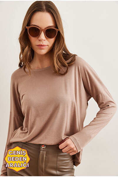 Olalook Γυναικεία μπλούζα βισκόζης με ντραπέ με λαιμόκοψη ποδηλάτου βιζόνBLZ- 19002588