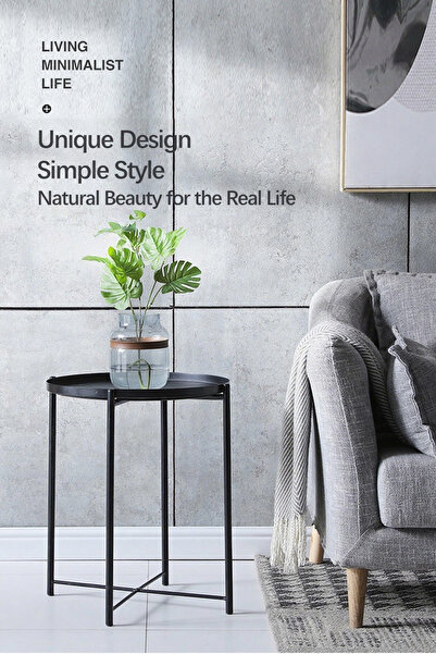 Generic Round Steel Table Black 45x53x45cm