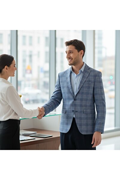 Frappoli Uche Чоловічий блейзер з монокоміром, вузького крою, з візерунком у стилі індіго